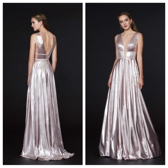 Angela and Alison 91034 Metallic Prom Gown with Pockets new nwt - Picture 1 of 6
